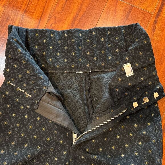 Bogner Lot Vintage Ski Stirrup Pants Two Pairs Blue Pattern and Black Gold Women - Picture 8 of 14